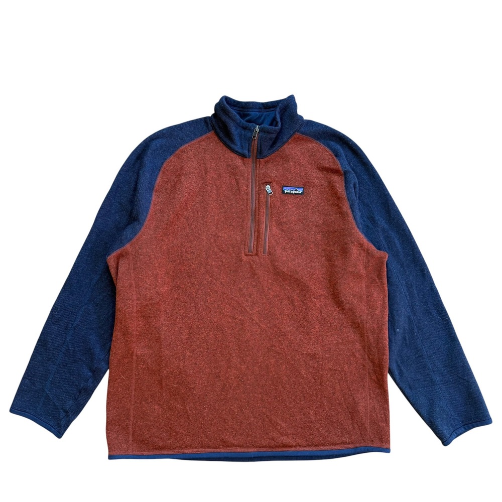 Patagonia Better Sweater 1/4 Zip Fleece Barn Red Navy XL 25523 Raglan Pullover